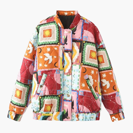 Unisex patchwork bomberjakke i retro-stil – Moderne fritidsjakke til efterår & vinter