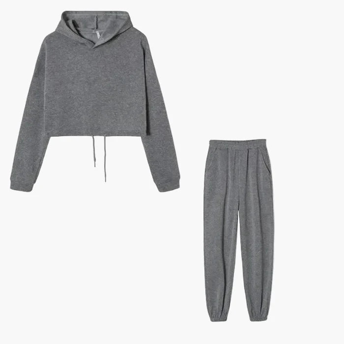 Tuta da tempo libero da donna due pezzi – Felpa con cappuccio alla moda e pantaloni da jogging per tutti i giorni e sport