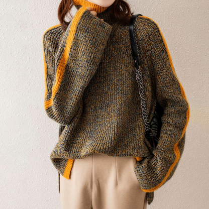 Jersey de punto con cuello vuelto para mujer – Jersey de invierno a la moda para el día a día y el ocio