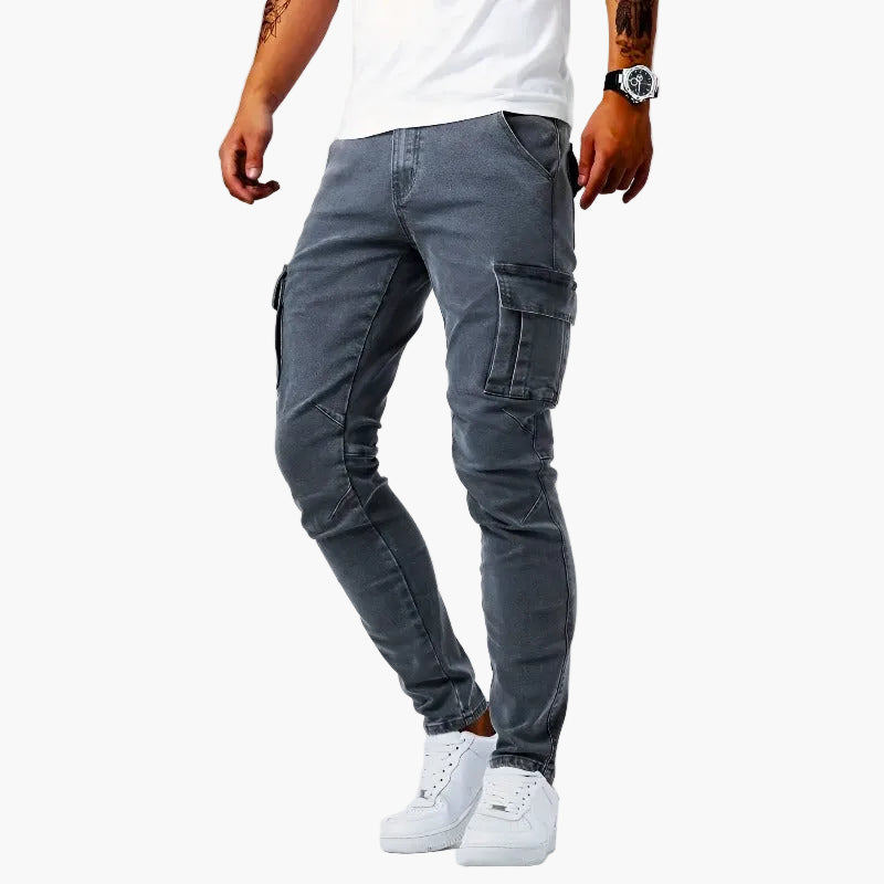 Jean cargo homme – Pantalon stretch à la mode pour quotidien & loisirs