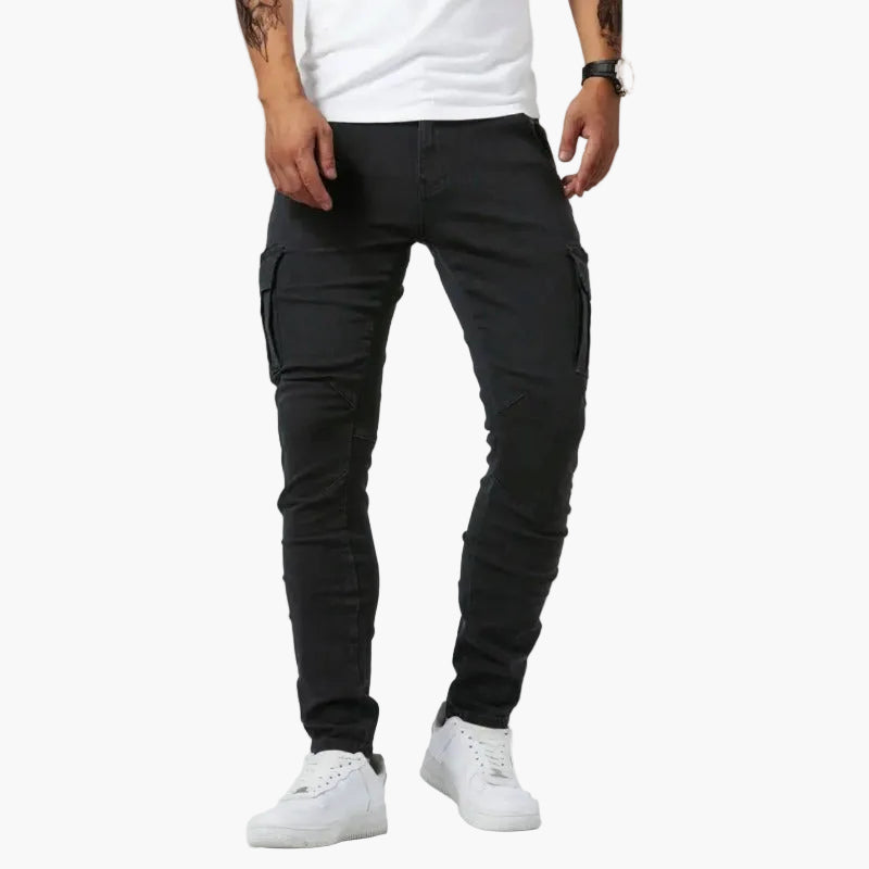 Jean cargo homme – Pantalon stretch à la mode pour quotidien & loisirs