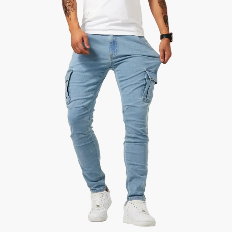 Jean cargo homme – Pantalon stretch à la mode pour quotidien & loisirs