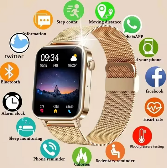 Dam smartklocka fitness tracker med hälsofunktioner och aviseringar – Stilren klocka för vardag, sport & wellness