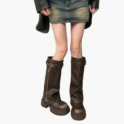 Damskor med platå, dragkedja och spänne – Trendiga chunky boots för höst och vinter