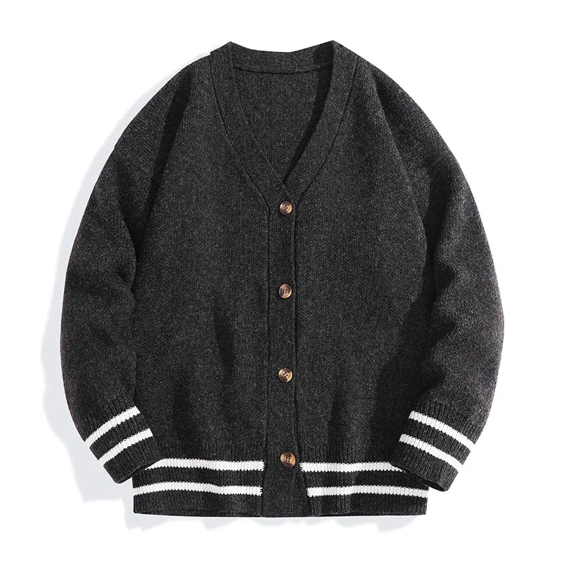 Cardigan med V-hals og striber, unisex