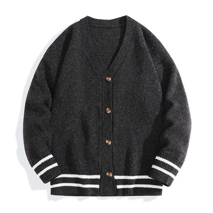 Cardigan med V-hals og striber, unisex