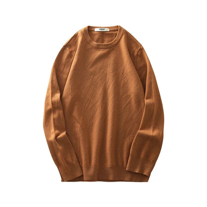 Pullover unisex a maniche lunghe, girocollo, in maglia fine con polsini a coste