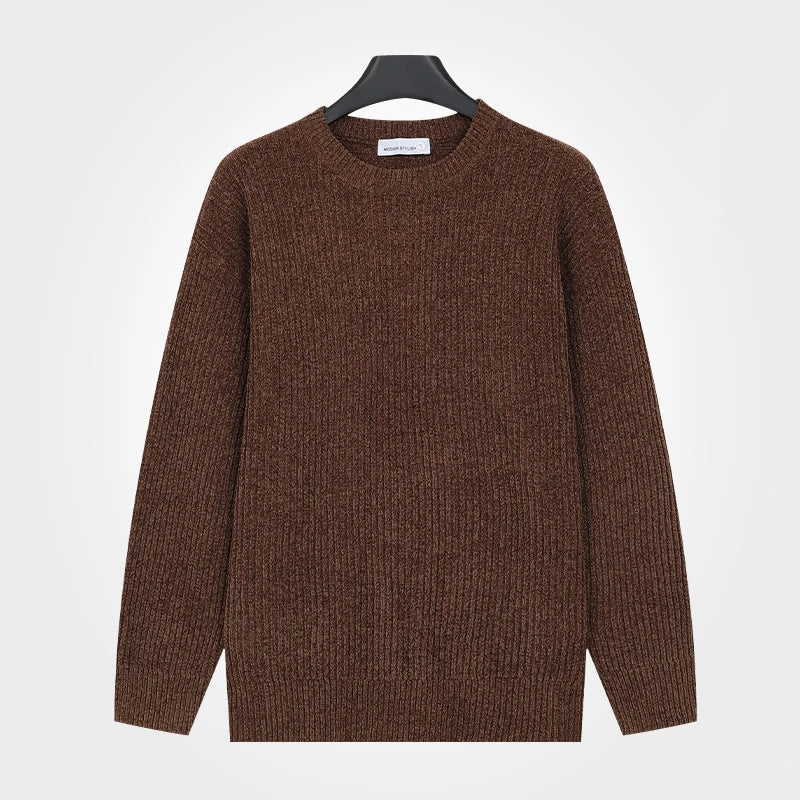 Herren Rippstrick Pullover Rundhals Langarm – Weich & Bequem