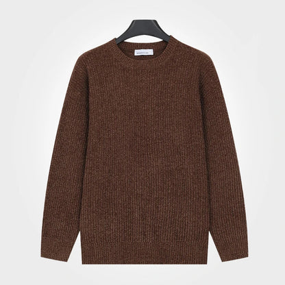 Herren Rippstrick Pullover Rundhals Langarm – Weich & Bequem