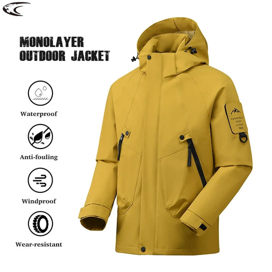 Chaqueta de exterior unisex con capucha, repelente al agua y cortavientos