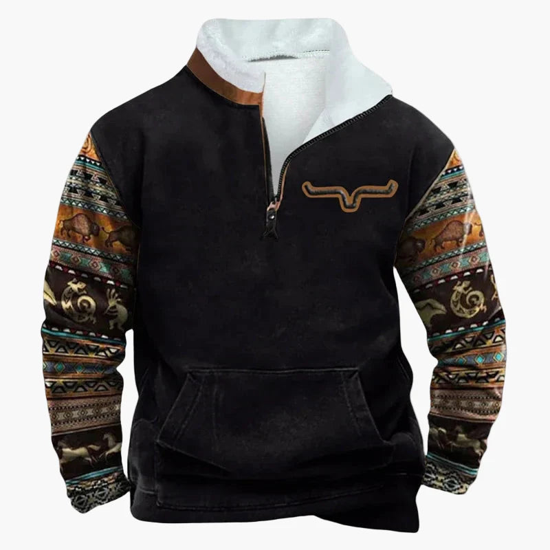 Maglione da uomo in pile western retrò con motivo etnico – Outdoor e tempo libero