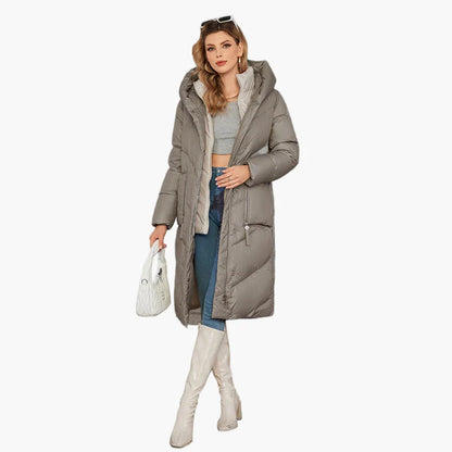 Manteau d'hiver matelassé pour femme avec capuche – Manteau long tendance pour les jours froids