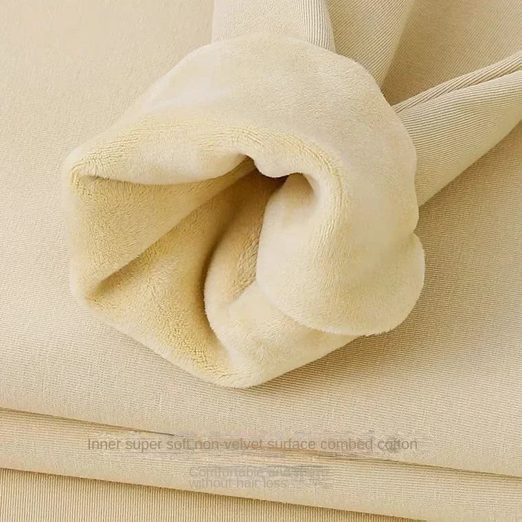 Felpa unisex a maniche lunghe e girocollo, con fodera in pile, polsini a coste, calda per l'inverno