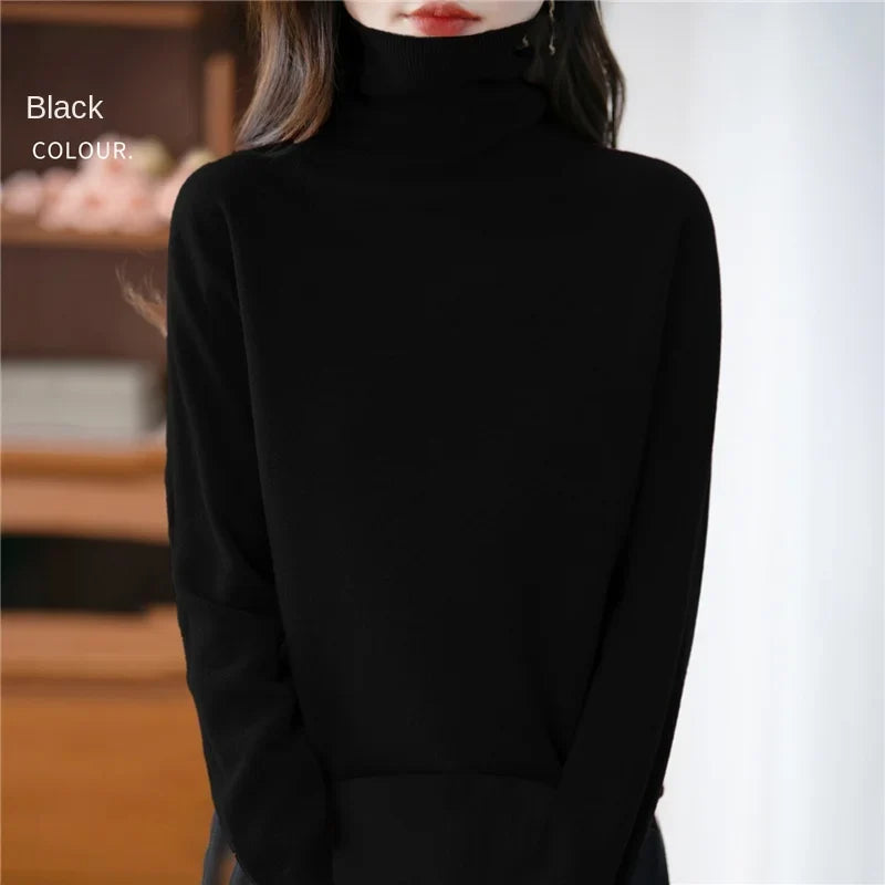 Dolcevita da donna a maniche lunghe, in maglia fine, modello basic