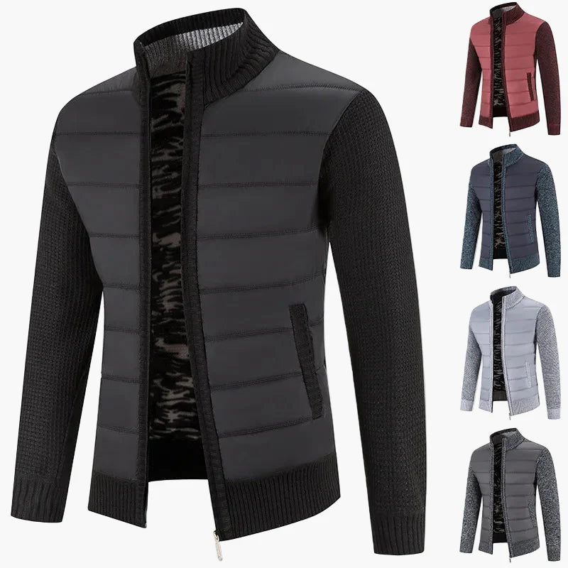 Herre quiltet jakke i urban casual look – Komfortabel fritids-zipper med strikkede ærmer