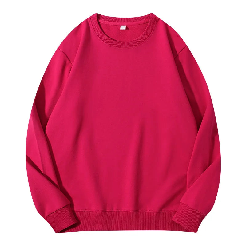 Sudadera unisex de manga larga con cuello redondo, colores lisos
