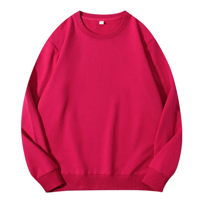 Sudadera unisex de manga larga con cuello redondo, colores lisos