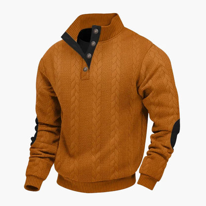Pull en maille pour homme avec col montant et patte de boutonnage – Pull de loisirs à la mode pour l'automne et l'hiver