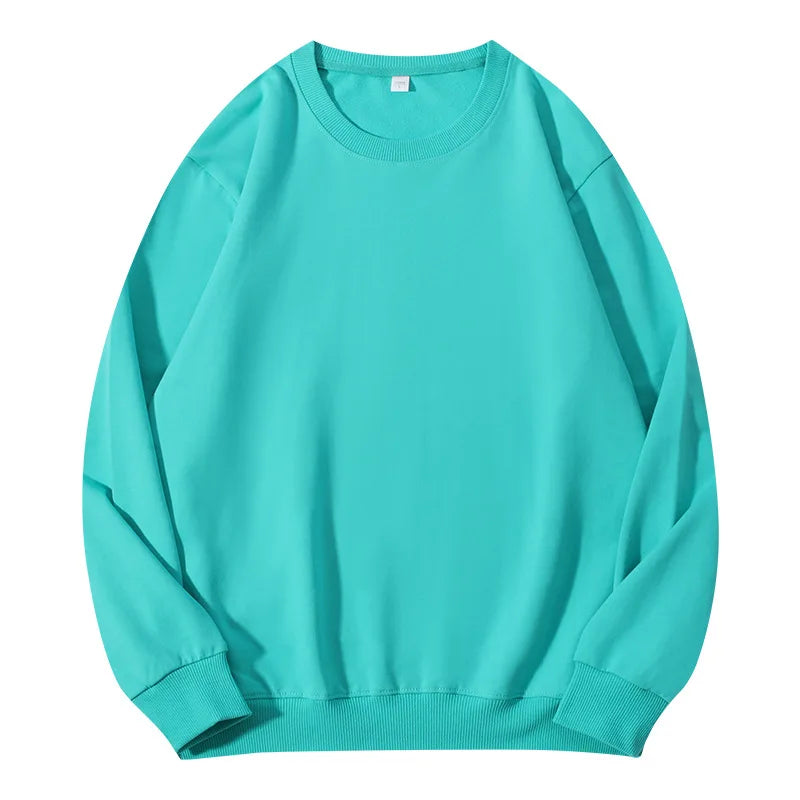 Sudadera unisex de manga larga con cuello redondo, colores lisos