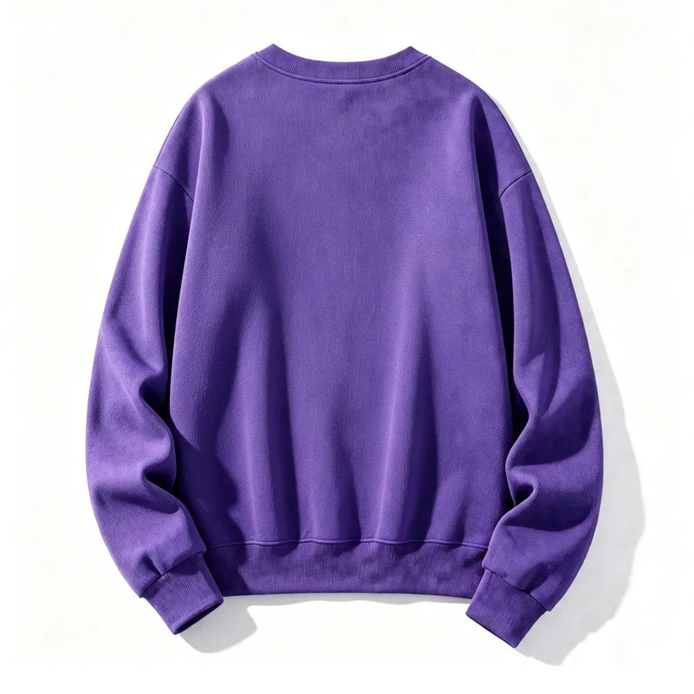 Unisex sweatshirt med rund hals, oversized genser i fiolett