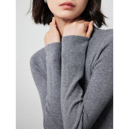 Damen Langarm Pullover schmal geschnitten Mock Neck Basic Stricktop