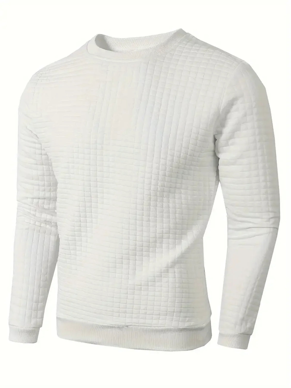 Herren Sweatshirt mit Rundhalsausschnitt und Karomuster, Langarm, gerippte Bündchen