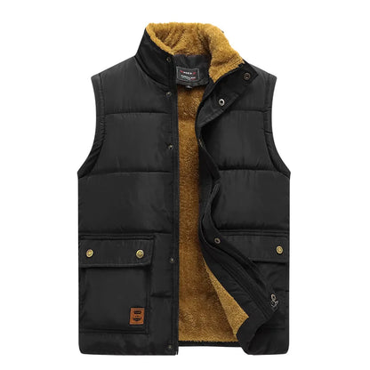 Gilet da uomo con fodera in teddy, collo alto, invernale, caldo e casual