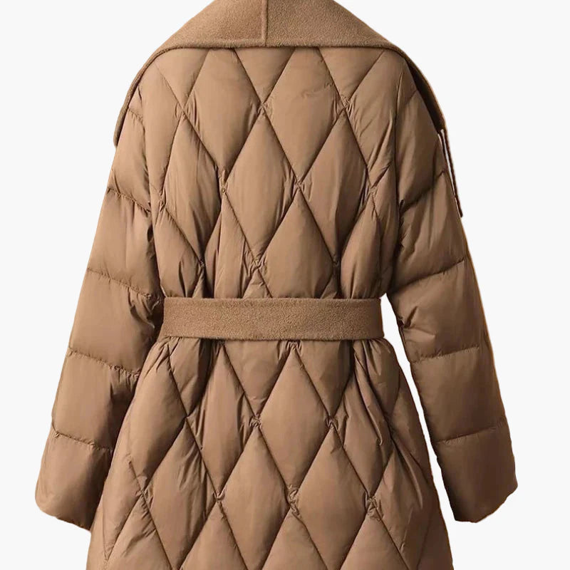 Cappotto trapuntato invernale da donna con frange e cintura – Stile coreano alla moda, comodo cappotto di mezza stagione