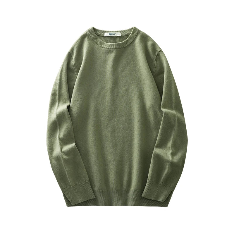 Pullover unisex a maniche lunghe, girocollo, in maglia fine con polsini a coste