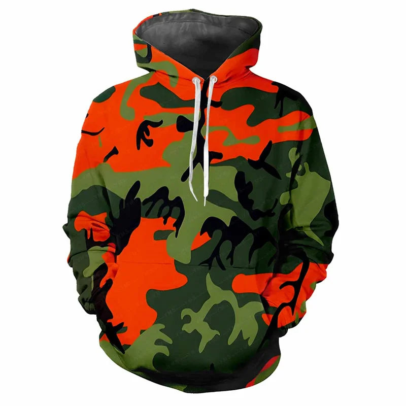 Hoodie Camouflage-Muster Kapuzenpullover mit Kängurutasche