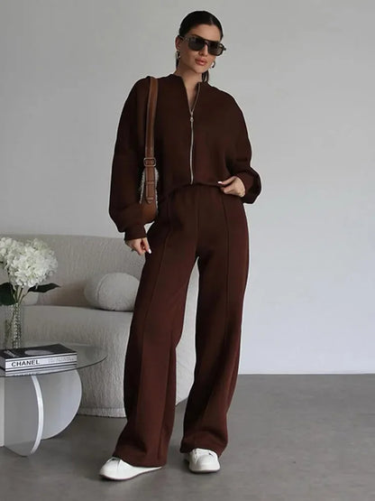 Tuta oversize da donna due pezzi con pantaloni larghi e giacca – Outfit streetwear moderno