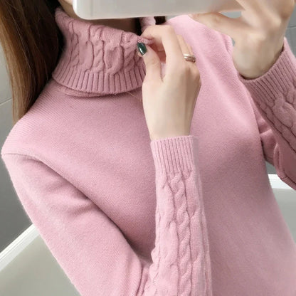 Damen Rollkragenpullover mit Zopfmuster Ärmeln in Grau