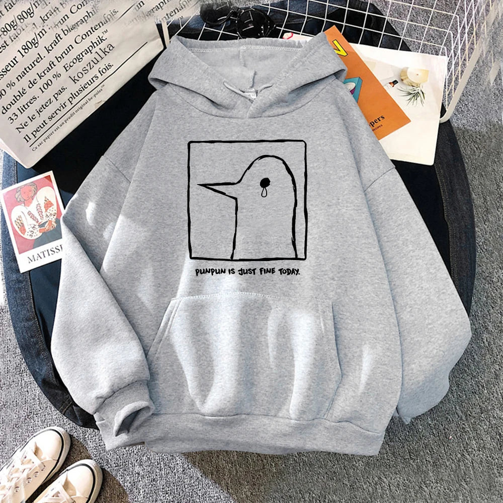 Unisex-hættetrøje med Punpun-print og kængurulomme
