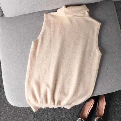 Ärmelloser Rollkragenpullover für Damen, weiches Material