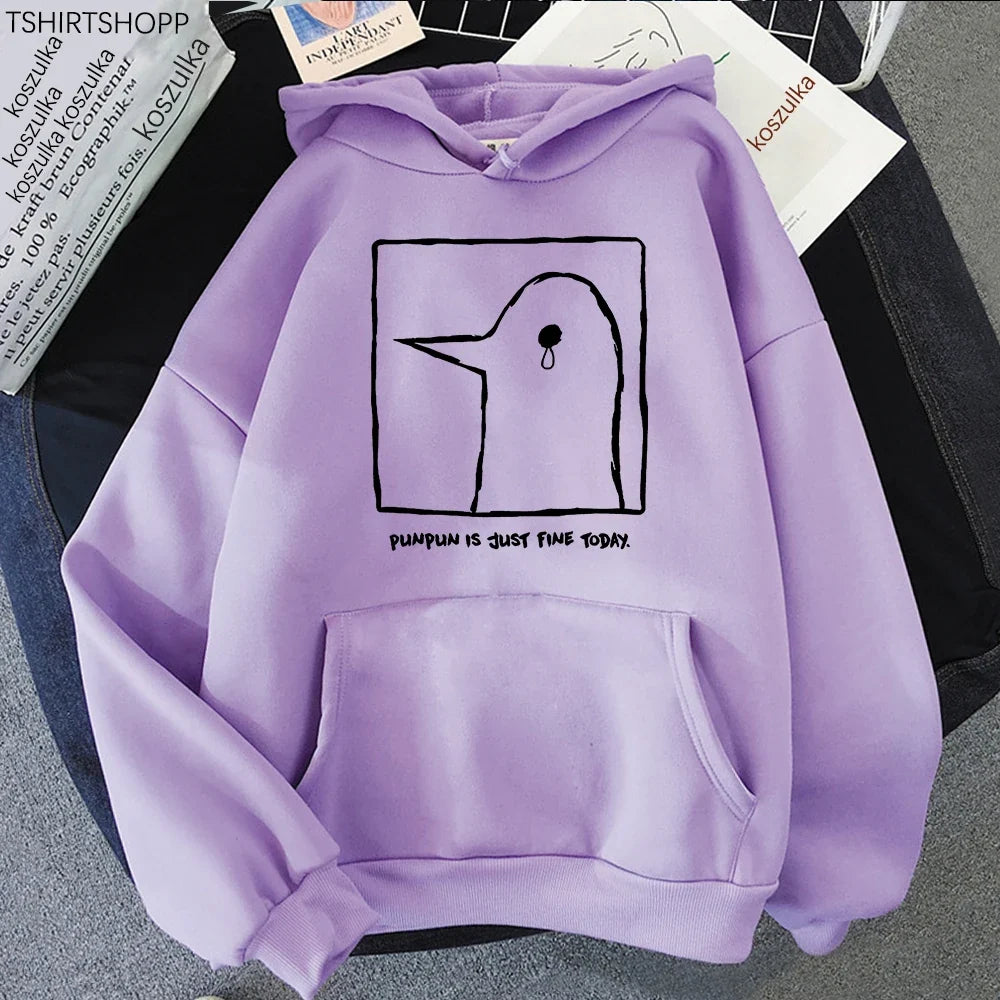 Unisex-hættetrøje med Punpun-print og kængurulomme