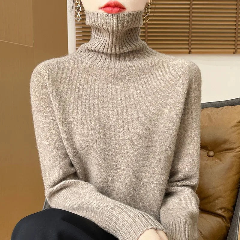 Damen Rollkragenpullover mit langen Ärmeln - Kuscheliger Strickpullover