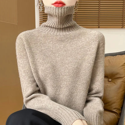 Damen Rollkragenpullover mit langen Ärmeln - Kuscheliger Strickpullover