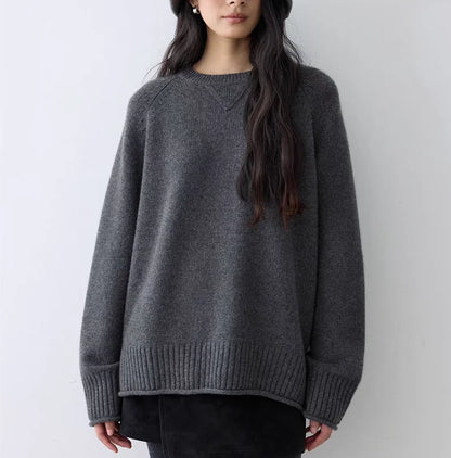 Pull en maille oversize pour femme à col rond, manches longues