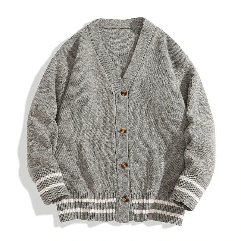 Cardigan med V-hals og striber, unisex