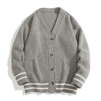 Cardigan med V-hals og striber, unisex