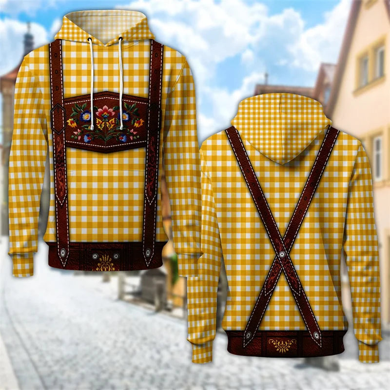 Sweat à capuche au design traditionnel avec imprimé de bretelles et de motifs