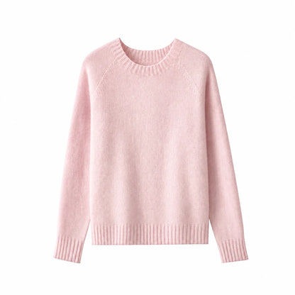 Damen Pullover Rundhalsausschnitt Langarm Strickpullover