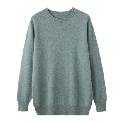Herrepullover med rund hals i finstrik og lange ærmer