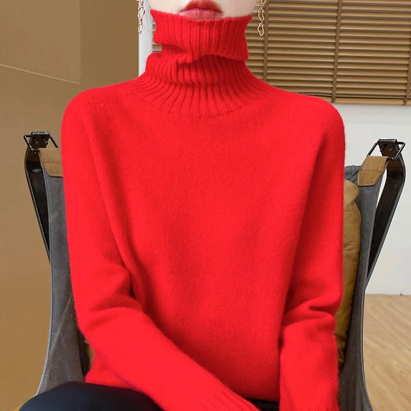 Damen Rollkragenpullover mit langen Ärmeln - Kuscheliger Strickpullover