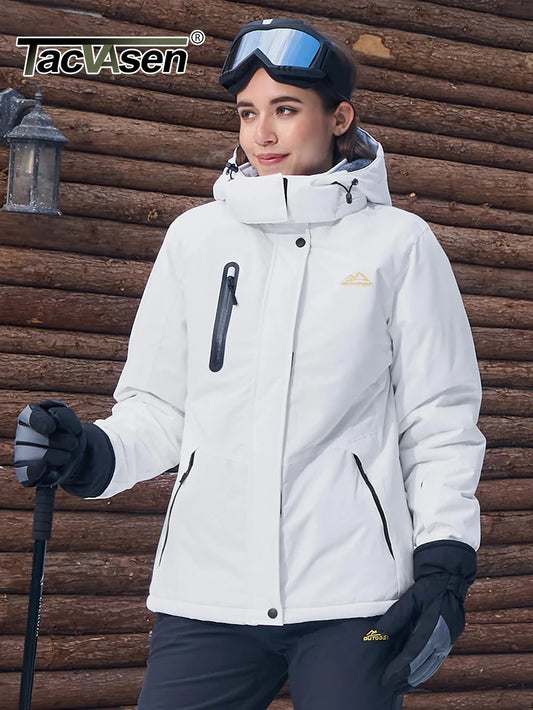 Damen Winterjacke Outdoor Jacke mit Kapuze wasserabweisend gefüttert