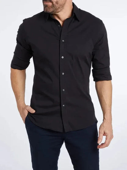 Herren Slim Fit Business Freizeithemd Langarm Modern Elegant