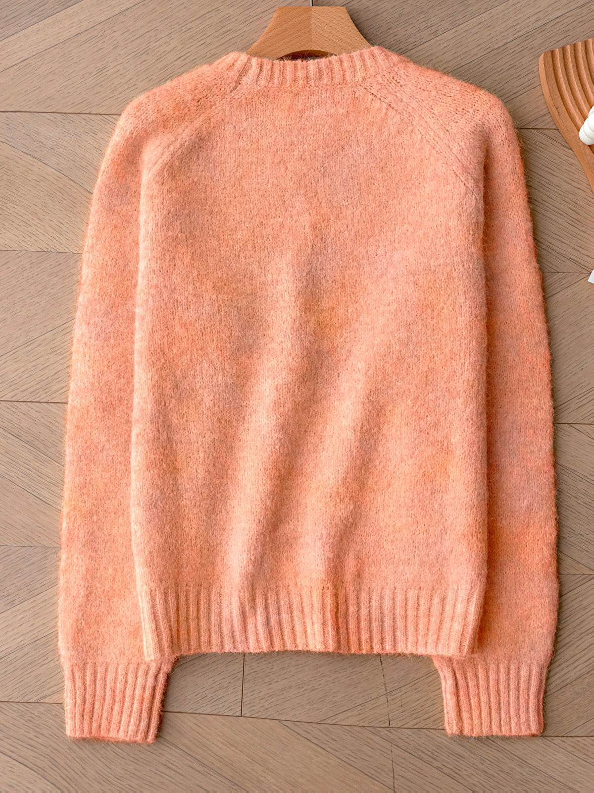 Damen Strickpullover Raglanärmel Pfirsichfarben Rundhals