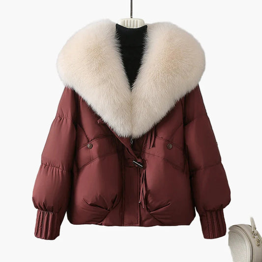 Dames winterjas met grote kraag – elegante warme gewatteerde jas voor vrije tijd en dagelijks gebruik