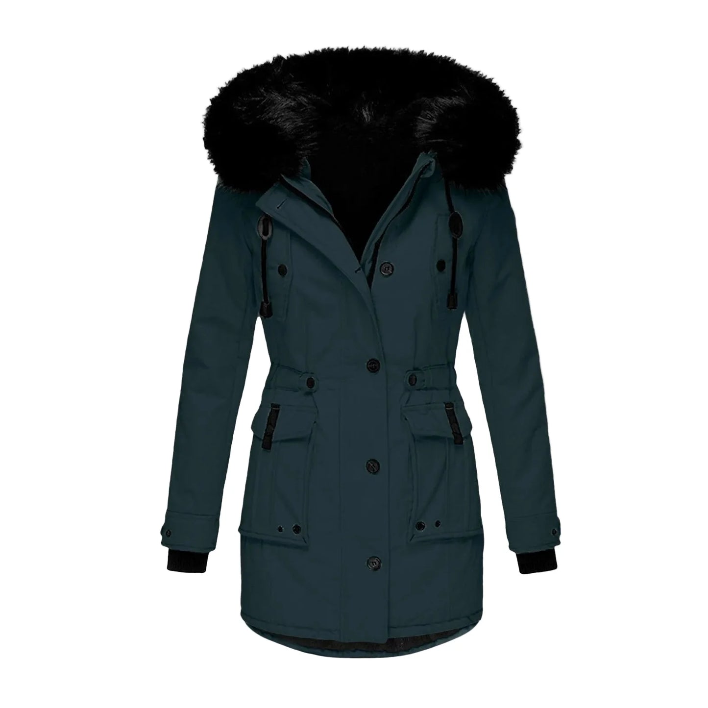 Giacca invernale da donna stile vintage con cappuccio e collo in pelliccia – Elegante cappotto per tutti i giorni e tempo libero