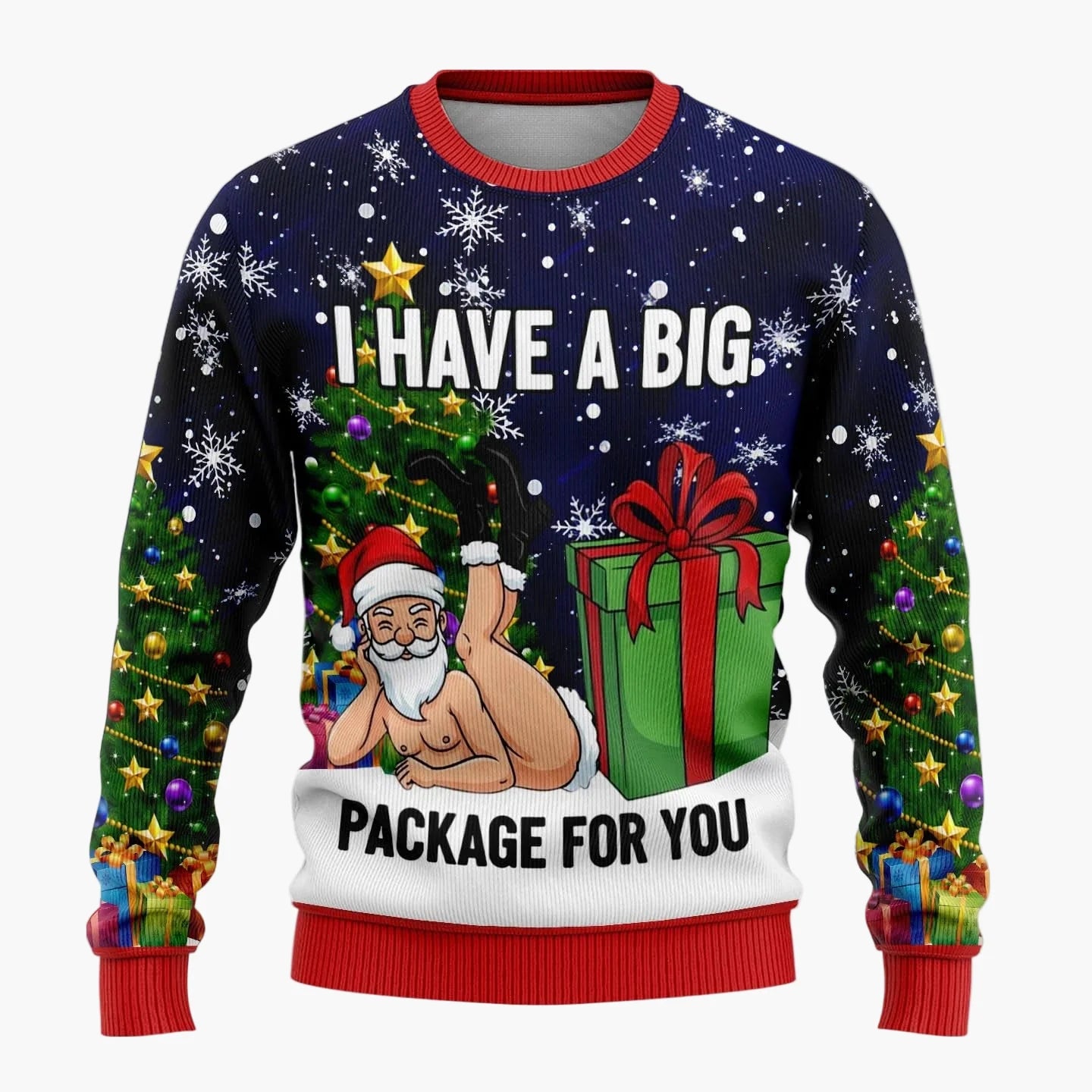 Męski zabawny świąteczny sweter Ugly Christmas Sweater z figlarnym Mikołajem na imprezy